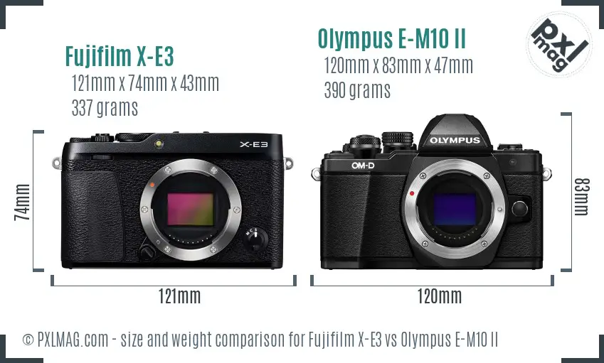 Fujifilm X-E3 vs Olympus E-M10 II size comparison