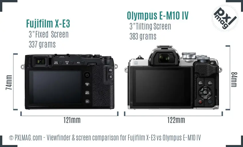 Fujifilm X-E3 vs Olympus E-M10 IV Screen and Viewfinder comparison