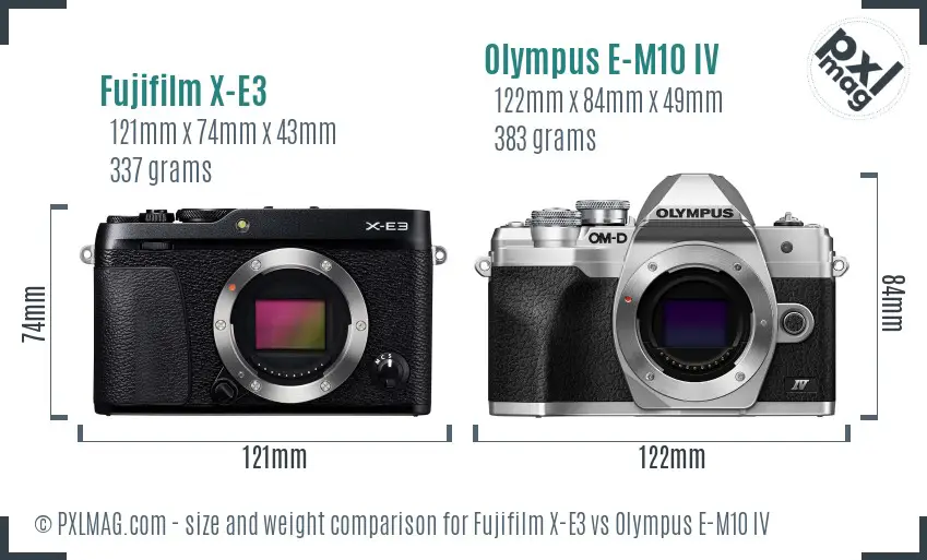 Fujifilm X-E3 vs Olympus E-M10 IV size comparison