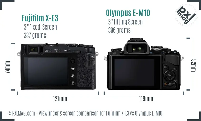 Fujifilm X-E3 vs Olympus E-M10 Screen and Viewfinder comparison