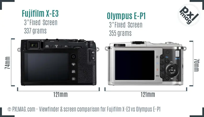 Fujifilm X-E3 vs Olympus E-P1 Screen and Viewfinder comparison