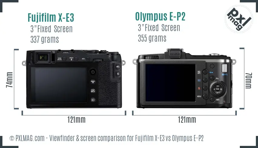 Fujifilm X-E3 vs Olympus E-P2 Screen and Viewfinder comparison