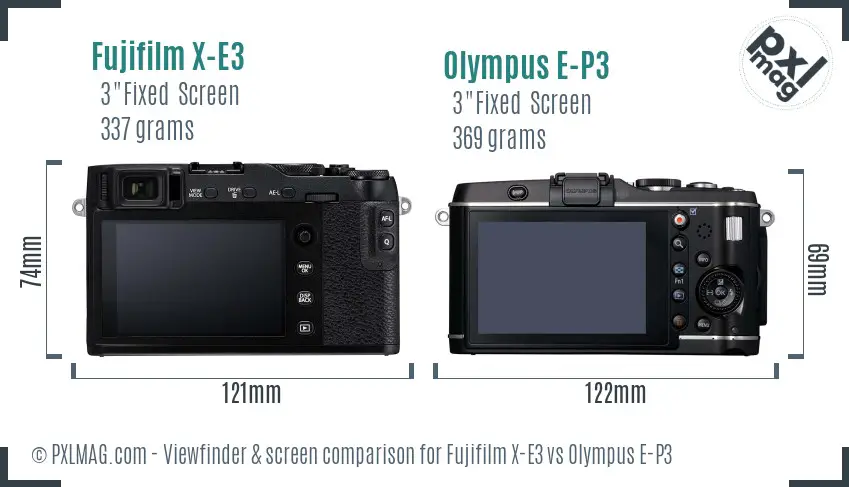 Fujifilm X-E3 vs Olympus E-P3 Screen and Viewfinder comparison