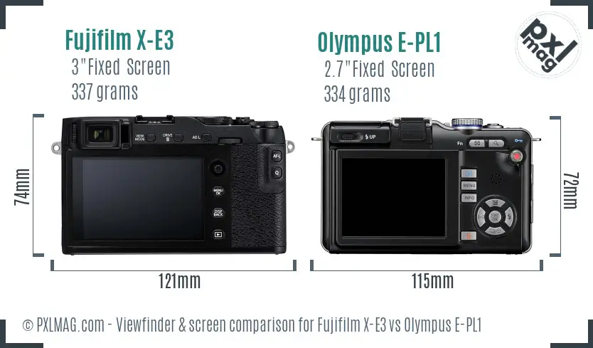 Fujifilm X-E3 vs Olympus E-PL1 Screen and Viewfinder comparison