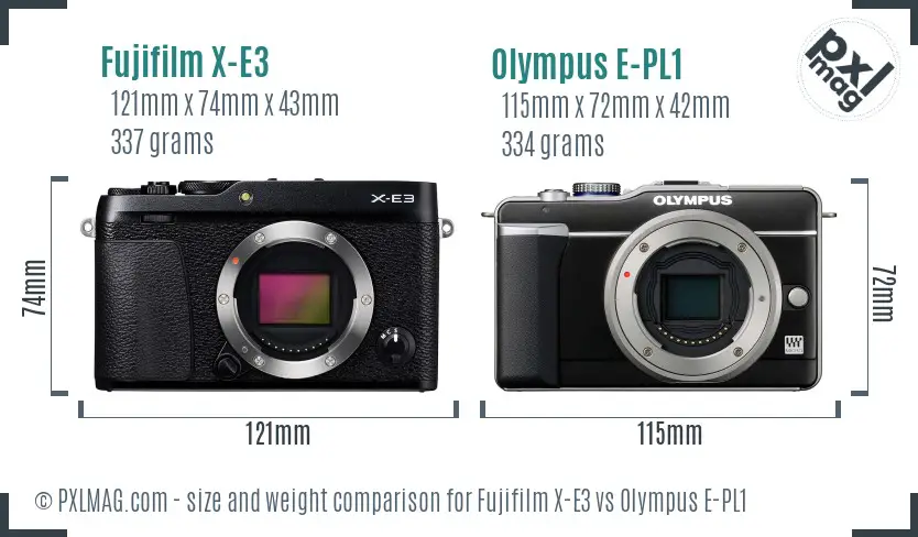 Fujifilm X-E3 vs Olympus E-PL1 size comparison