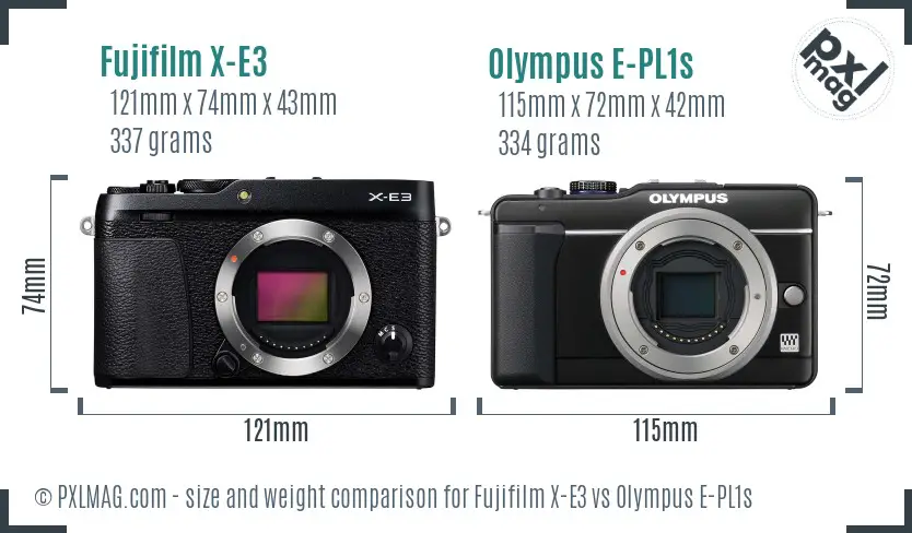 Fujifilm X-E3 vs Olympus E-PL1s size comparison