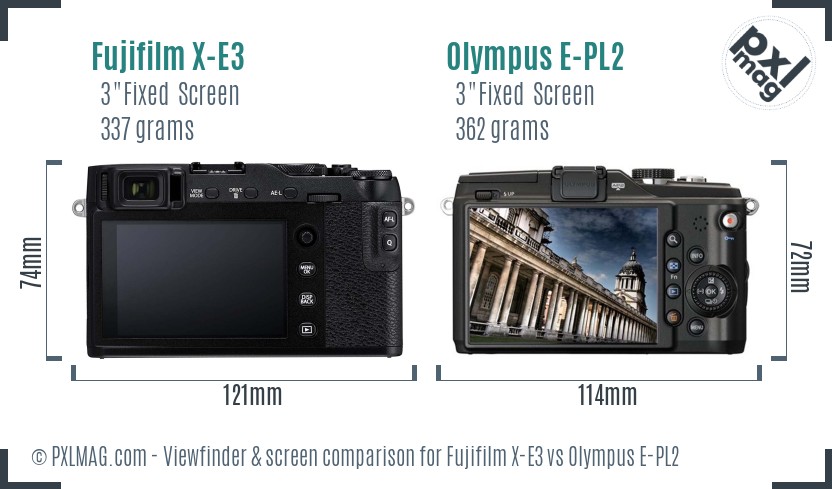 Fujifilm X-E3 vs Olympus E-PL2 Screen and Viewfinder comparison