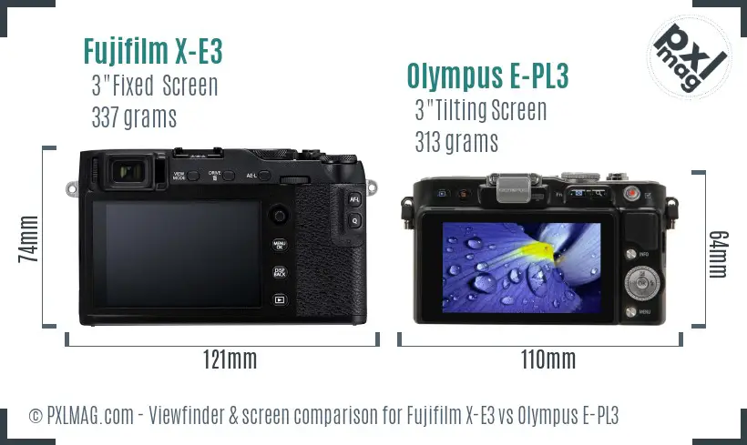 Fujifilm X-E3 vs Olympus E-PL3 Screen and Viewfinder comparison
