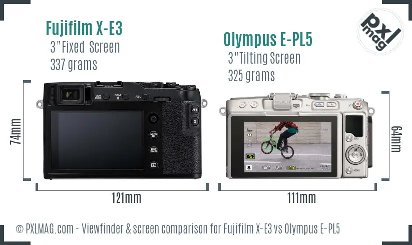 Fujifilm X-E3 vs Olympus E-PL5 Screen and Viewfinder comparison