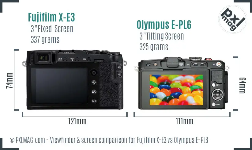 Fujifilm X-E3 vs Olympus E-PL6 Screen and Viewfinder comparison