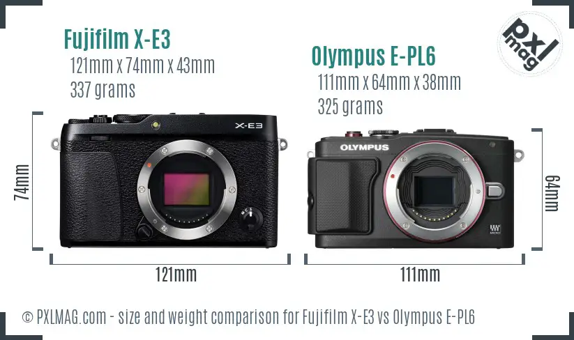 Fujifilm X-E3 vs Olympus E-PL6 size comparison