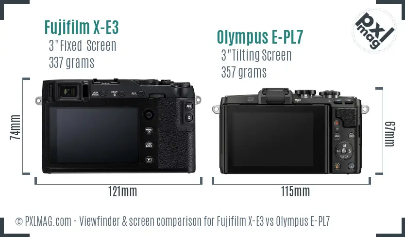 Fujifilm X-E3 vs Olympus E-PL7 Screen and Viewfinder comparison