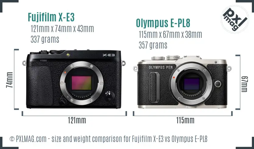 Fujifilm X-E3 vs Olympus E-PL8 size comparison