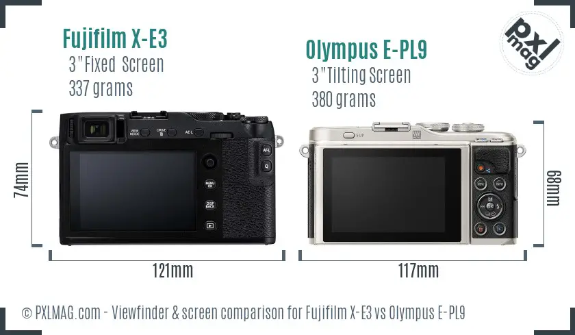 Fujifilm X-E3 vs Olympus E-PL9 Screen and Viewfinder comparison