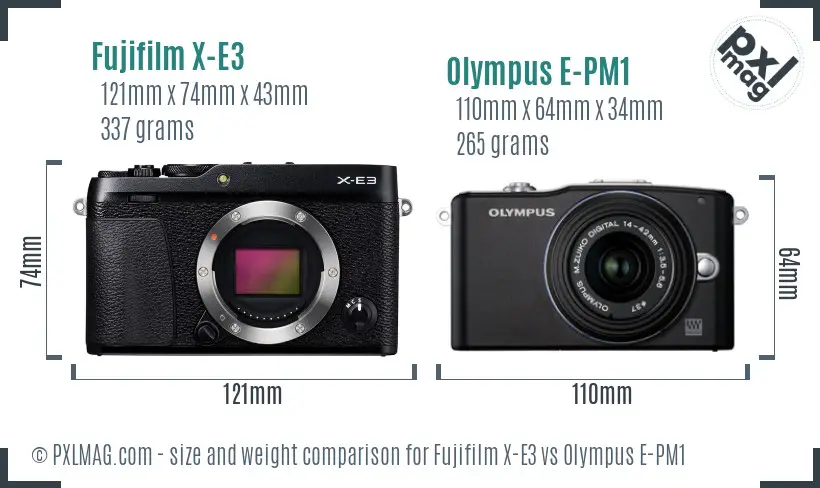Fujifilm X-E3 vs Olympus E-PM1 size comparison