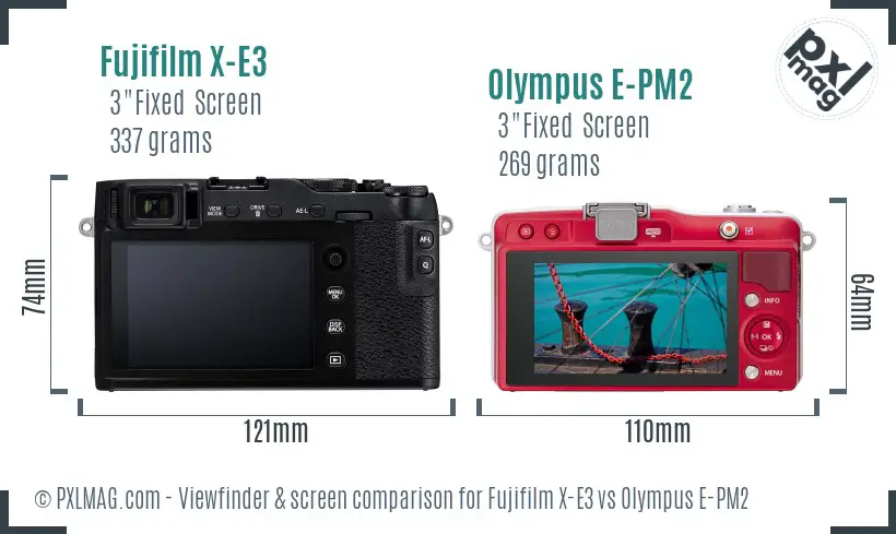Fujifilm X-E3 vs Olympus E-PM2 Screen and Viewfinder comparison