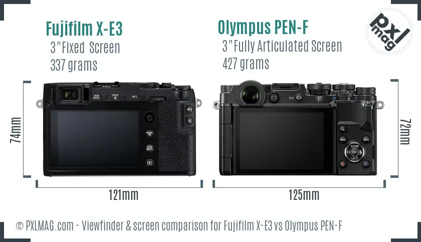 Fujifilm X-E3 vs Olympus PEN-F Screen and Viewfinder comparison