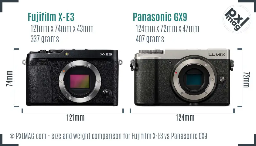 Fujifilm X-E3 vs Panasonic GX9 size comparison