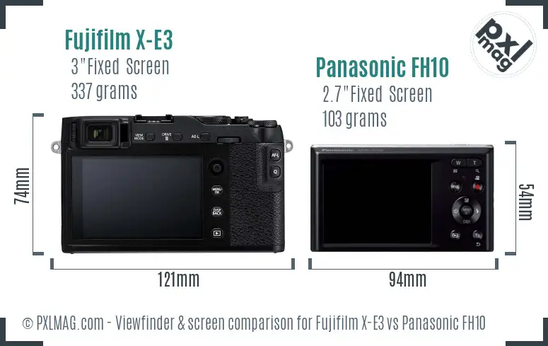 Fujifilm X-E3 vs Panasonic FH10 Screen and Viewfinder comparison