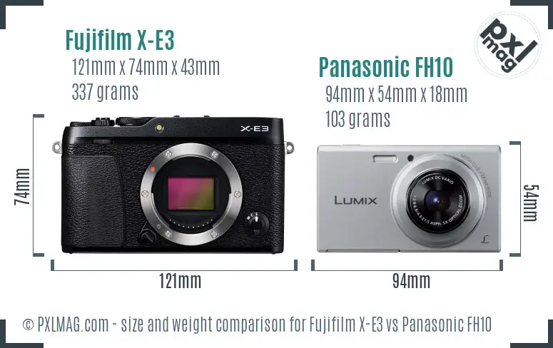 Fujifilm X-E3 vs Panasonic FH10 size comparison