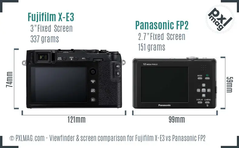Fujifilm X-E3 vs Panasonic FP2 Screen and Viewfinder comparison