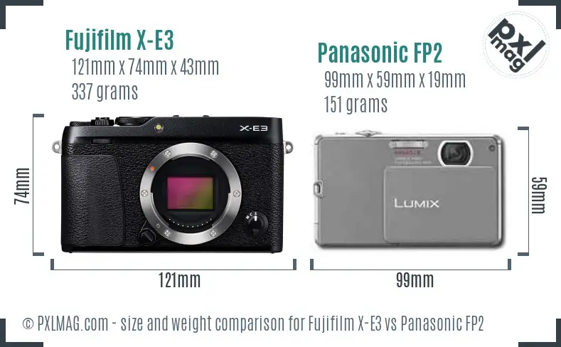 Fujifilm X-E3 vs Panasonic FP2 size comparison