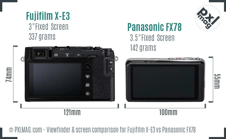 Fujifilm X-E3 vs Panasonic FX78 Screen and Viewfinder comparison