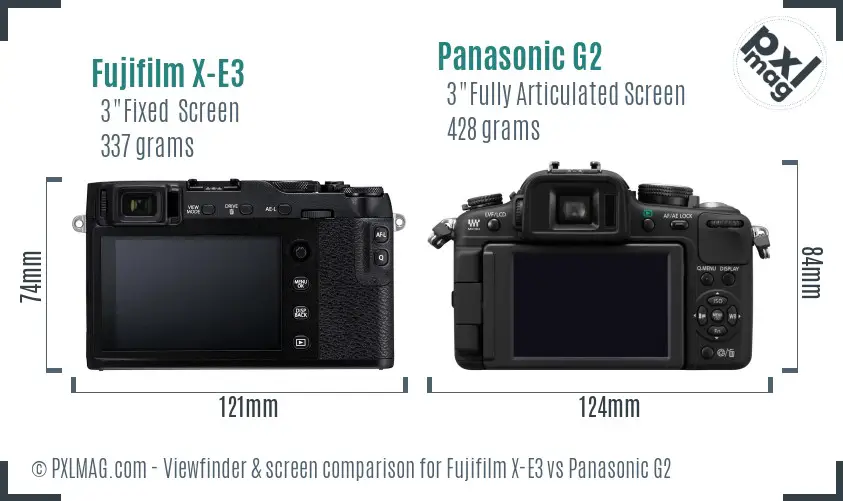 Fujifilm X-E3 vs Panasonic G2 Screen and Viewfinder comparison