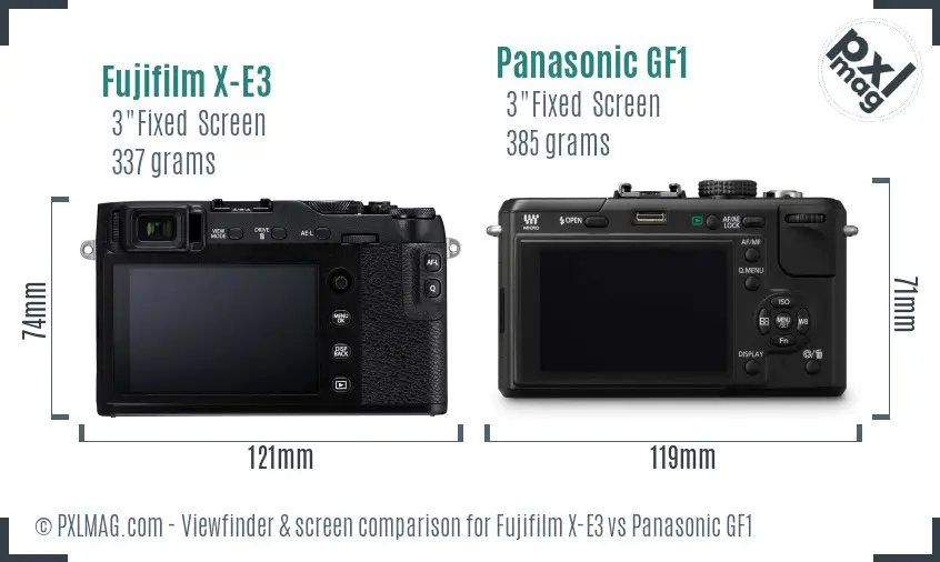 Fujifilm X-E3 vs Panasonic GF1 Screen and Viewfinder comparison