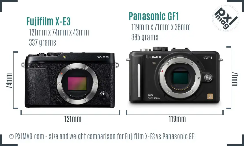Fujifilm X-E3 vs Panasonic GF1 size comparison