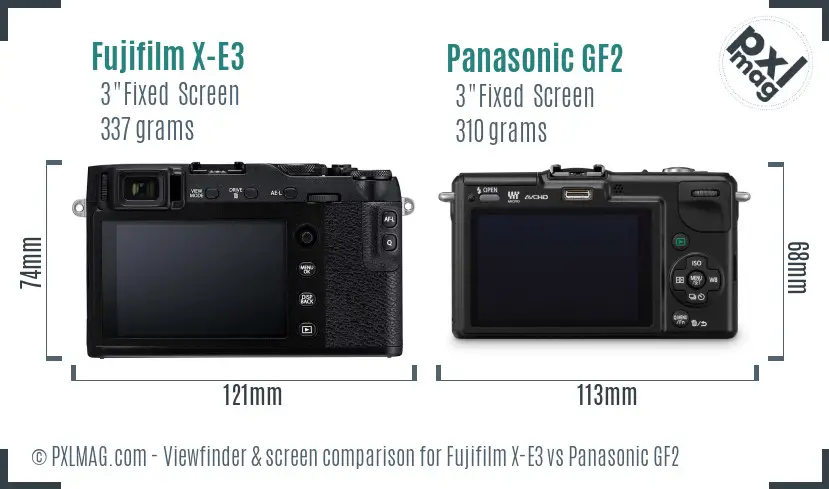 Fujifilm X-E3 vs Panasonic GF2 Screen and Viewfinder comparison