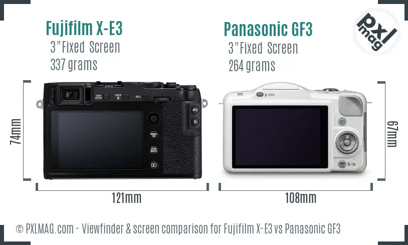Fujifilm X-E3 vs Panasonic GF3 Screen and Viewfinder comparison