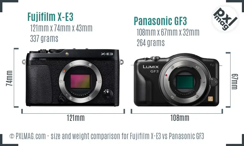 Fujifilm X-E3 vs Panasonic GF3 size comparison