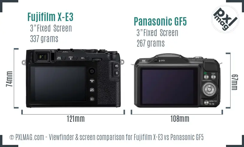 Fujifilm X-E3 vs Panasonic GF5 Screen and Viewfinder comparison