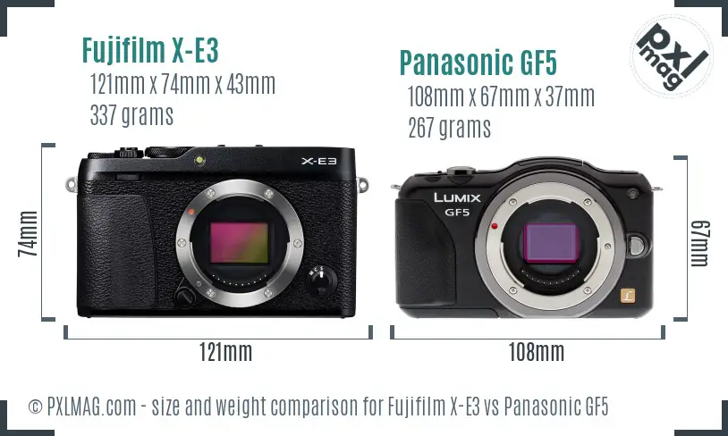 Fujifilm X-E3 vs Panasonic GF5 size comparison