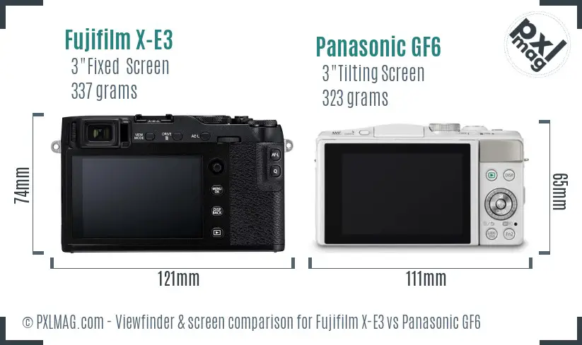 Fujifilm X-E3 vs Panasonic GF6 Screen and Viewfinder comparison