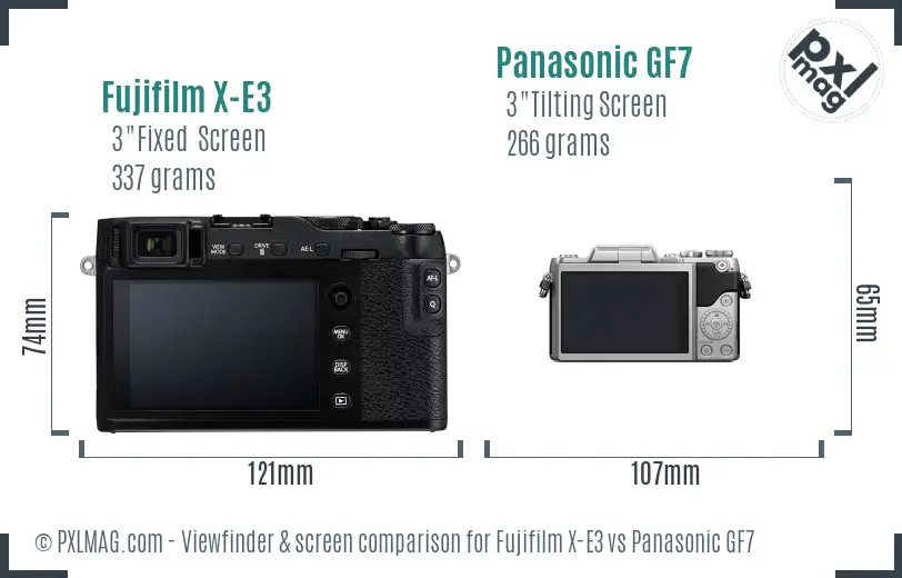 Fujifilm X-E3 vs Panasonic GF7 Screen and Viewfinder comparison