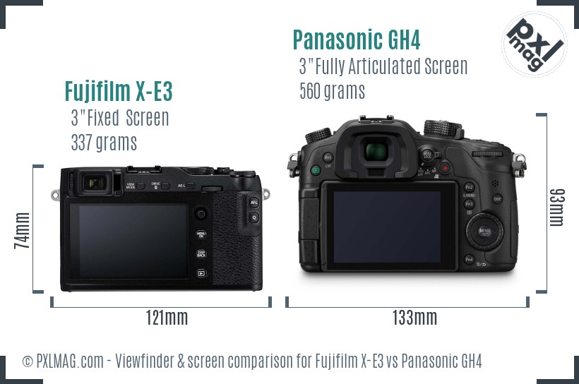 Fujifilm X-E3 vs Panasonic GH4 Screen and Viewfinder comparison