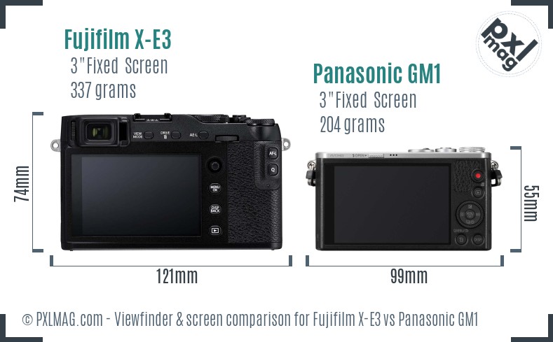 Fujifilm X-E3 vs Panasonic GM1 Screen and Viewfinder comparison