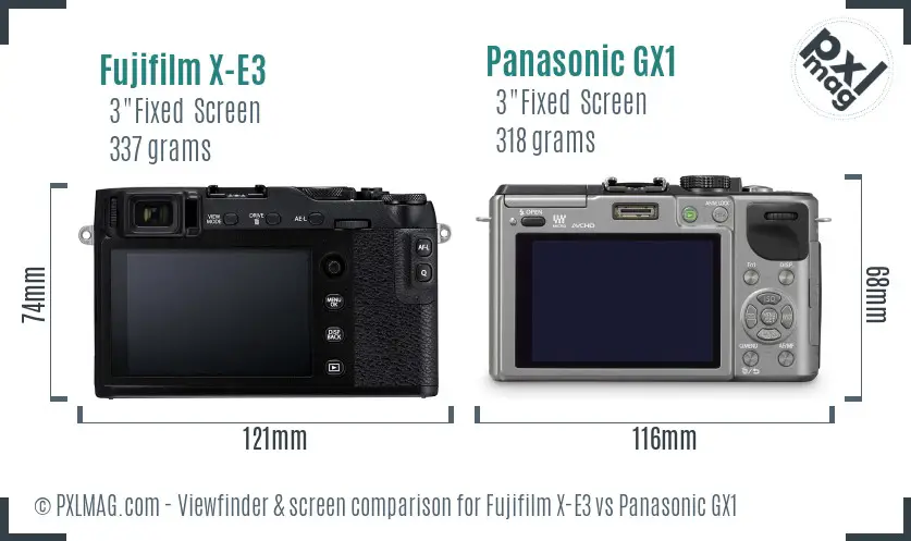 Fujifilm X-E3 vs Panasonic GX1 Screen and Viewfinder comparison