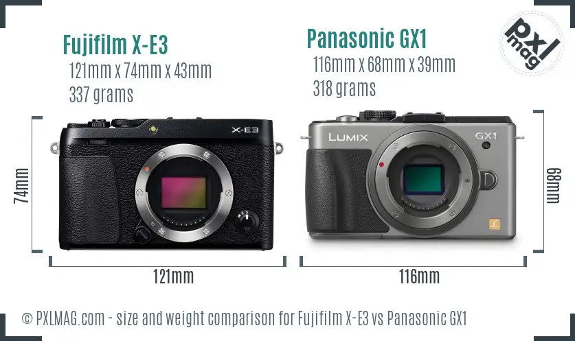 Fujifilm X-E3 vs Panasonic GX1 size comparison