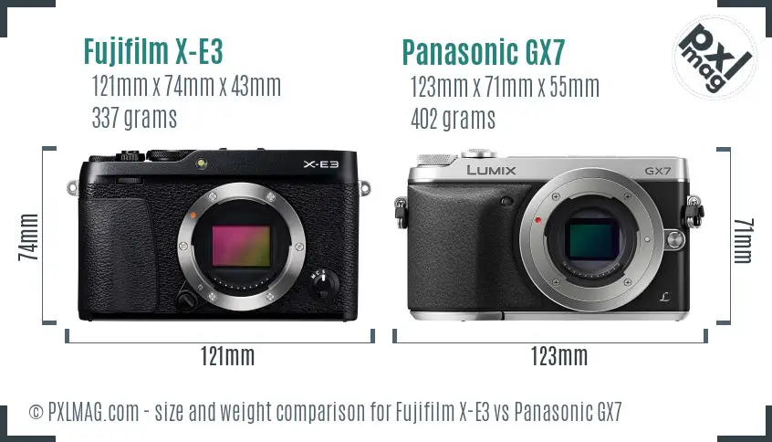 Fujifilm X-E3 vs Panasonic GX7 size comparison