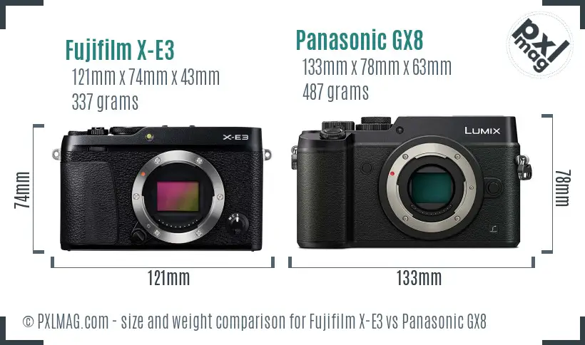Fujifilm X-E3 vs Panasonic GX8 size comparison Fujifilm X-E3 vs Panasonic GX8 size comparison