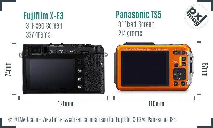 Fujifilm X-E3 vs Panasonic TS5 Screen and Viewfinder comparison