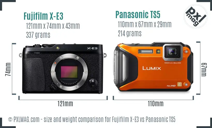 Fujifilm X-E3 vs Panasonic TS5 size comparison