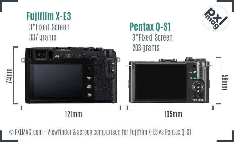 Fujifilm X-E3 vs Pentax Q-S1 Screen and Viewfinder comparison