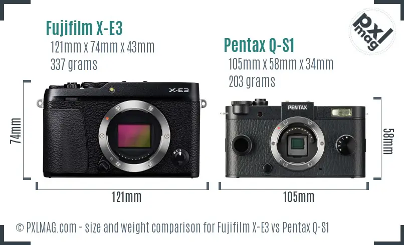 Fujifilm X-E3 vs Pentax Q-S1 size comparison
