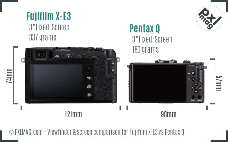 Fujifilm X-E3 vs Pentax Q Screen and Viewfinder comparison