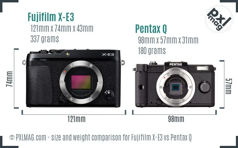 Fujifilm X-E3 vs Pentax Q size comparison