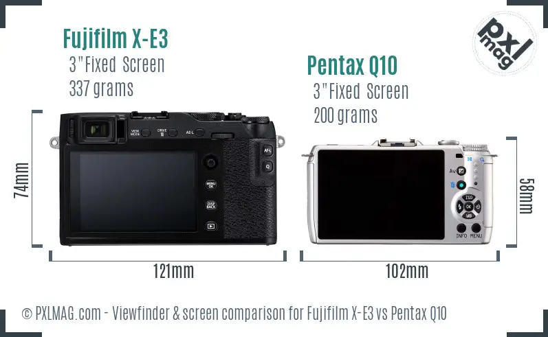 Fujifilm X-E3 vs Pentax Q10 Screen and Viewfinder comparison